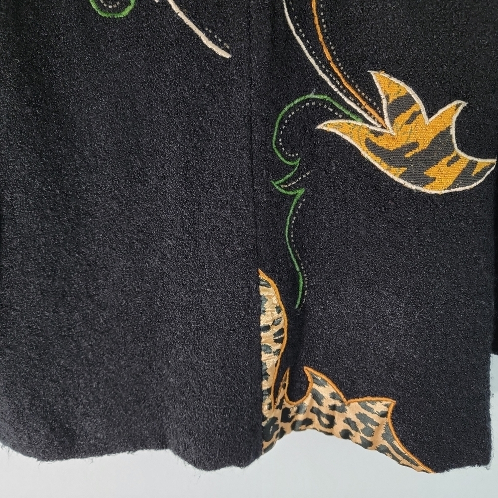 VTG Alex Kim Black Tapestry Blazer Sz M Button-Up Artsy Boho Y2K Career Office - Picture 9 of 12